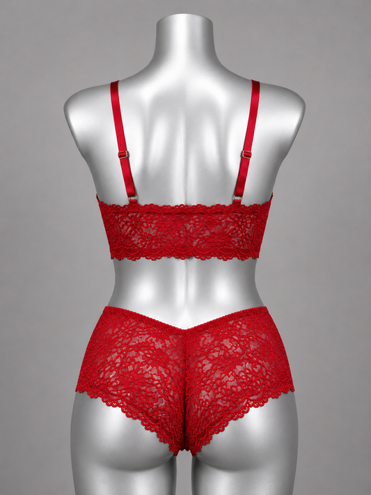 💜 Lingerie ensemble dentelle rouge sans armature – Taille 56 bonnet 130 E/F/G/H 💜