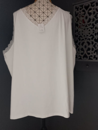 🌹 débardeur blanc dentelle taille 58 grande taille fluide col v romantique bohème 🌹