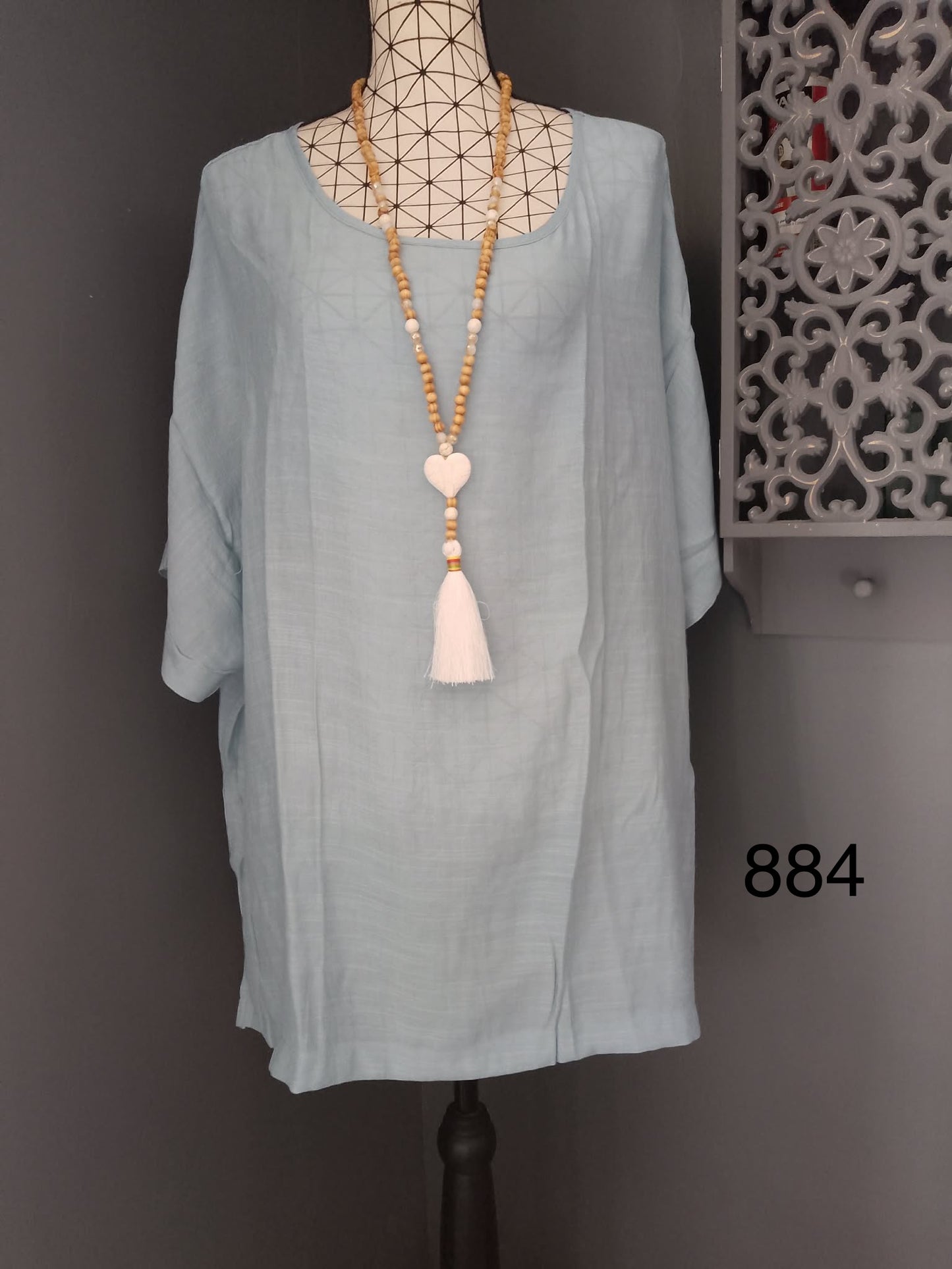 🌹 t-shirt bleu ciel taille 58 grande taille oversize fluide ouvert côtés confortable 🌹