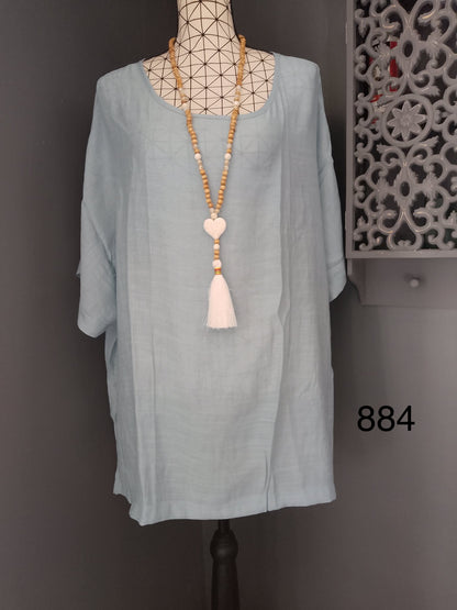 🌹 t-shirt bleu ciel taille 58 grande taille oversize fluide ouvert côtés confortable 🌹