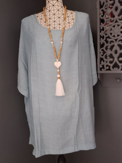 🌹 t-shirt bleu ciel taille 58 grande taille oversize fluide ouvert côtés confortable 🌹