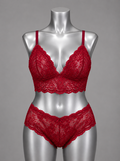 💜 Lingerie ensemble dentelle rouge sans armature – Taille 56 bonnet 130 E/F/G/H 💜