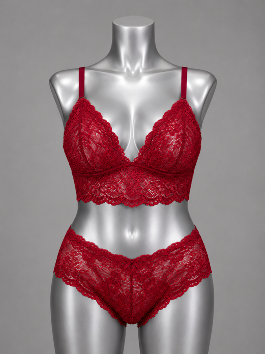 💜 Lingerie ensemble dentelle rouge sans armature – Taille 56 bonnet 130 E/F/G/H 💜