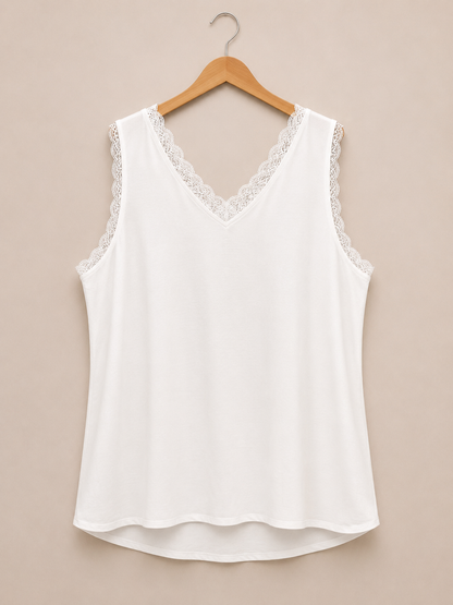 🌹 débardeur blanc dentelle taille 58 grande taille fluide col v romantique bohème 🌹