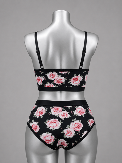 💜 Lingerie ensemble dentelle noir fleuri sans armature – Taille 54 bonnet 125 E/F/G – 130 D 💜