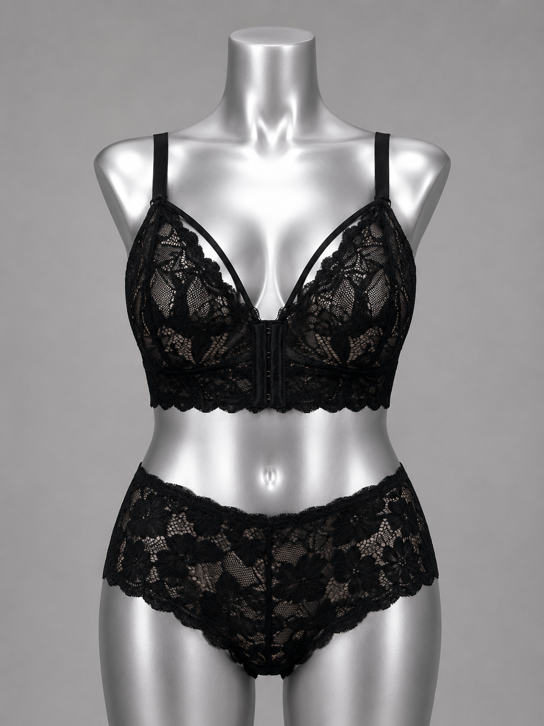 💜 Lingerie ensemble dentelle noir sans armature – Taille 54 bonnet 125 E/F/G – 130 D 💜