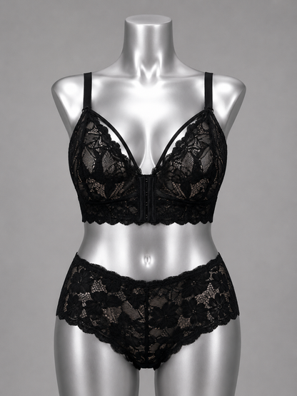 💜 Lingerie ensemble dentelle noir sans armature – Taille 54 bonnet 125 E/F/G – 130 D 💜