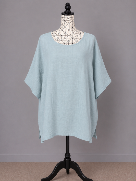 🌹 t-shirt bleu ciel taille 58 grande taille oversize fluide ouvert côtés confortable 🌹