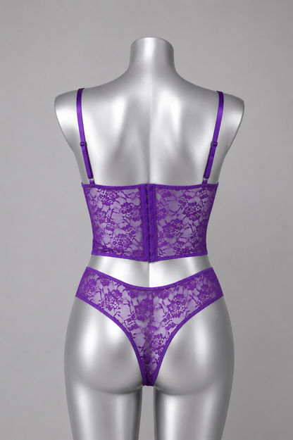 💜 lingerie ensemble dentelle violet avec armature – Taille 52 💜