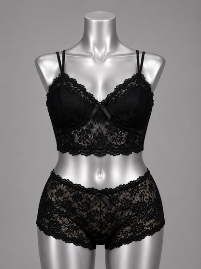 💜 Lingerie ensemble dentelle noir sans armature – Taille 54 bonnet 125 E/F/G – 130 D 💜