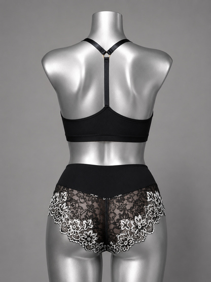 💜 Lingerie ensemble dentelle noir et blanc sans armature – Taille 52 bonnet 120 E/F/G - 140 D 💜