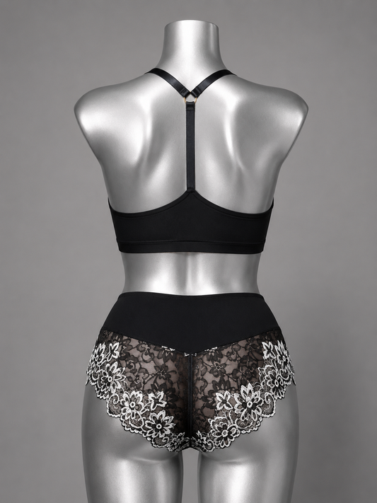 💜 Lingerie ensemble dentelle noir et blanc sans armature – Taille 52 bonnet 120 E/F/G - 140 D 💜