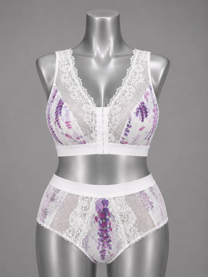 💜 Lingerie ensemble dentelle blanc et violet sans armature – Taille 58 bonnet 135 E/F/G/H 💜