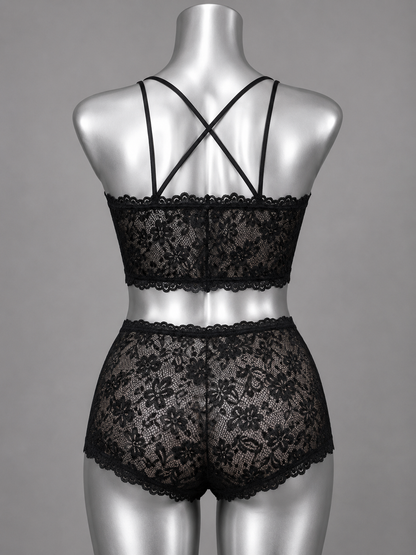 💜 Lingerie ensemble dentelle noire sans armature – Taille 54 bonnet 125 E/F/G – 130 D 💜
