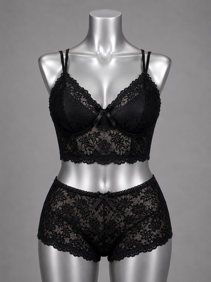 💜 Lingerie ensemble dentelle noire sans armature – Taille 54 bonnet 125 E/F/G – 130 D 💜