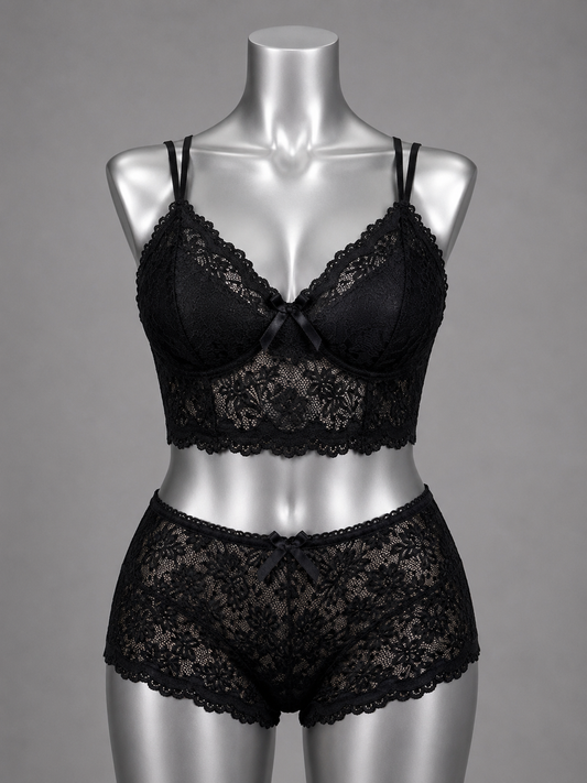 💜 Lingerie ensemble dentelle noire sans armature – Taille 54 bonnet 125 E/F/G – 130 D 💜